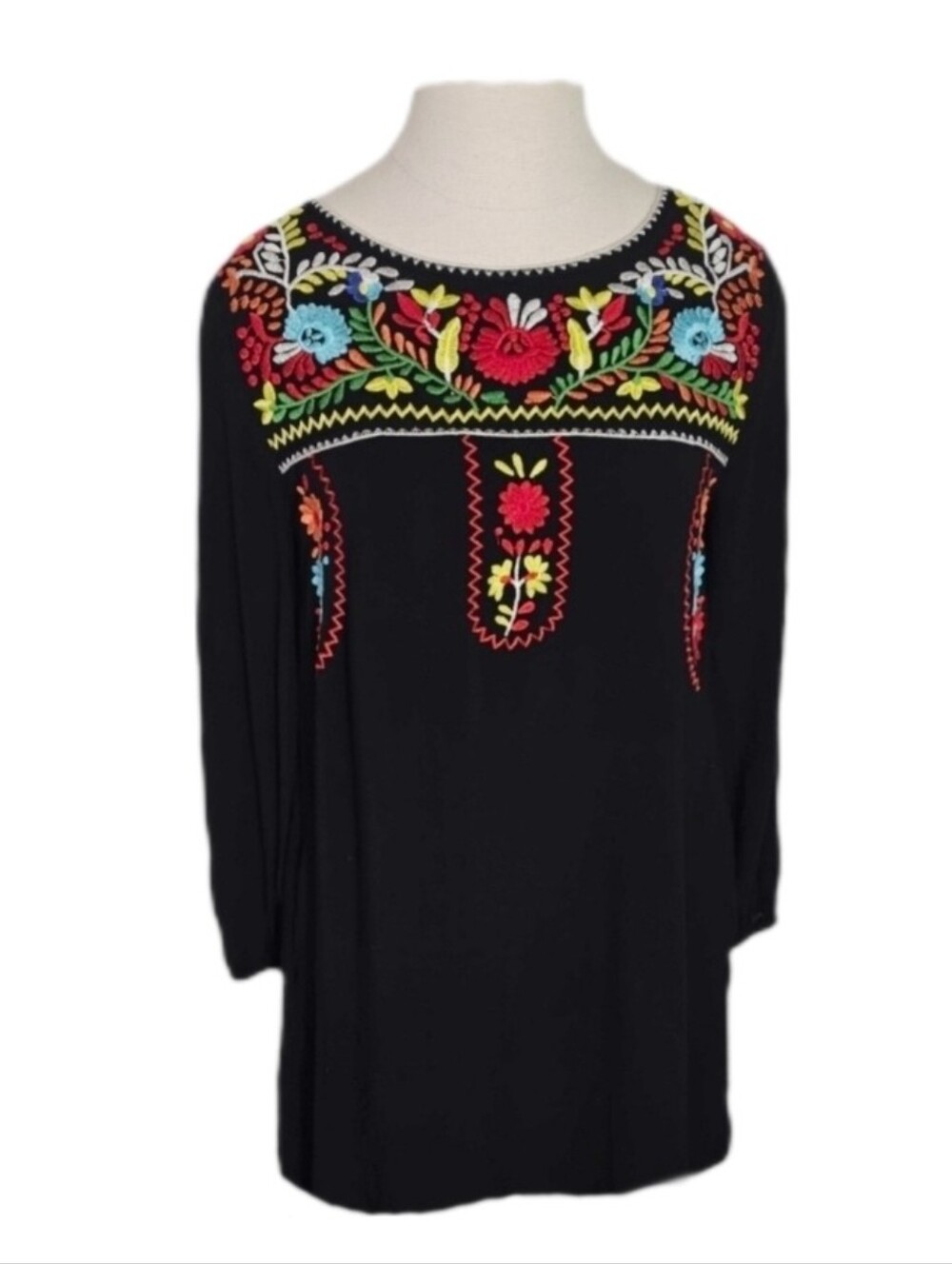 Jodifl Dress Boho Peasant Tunic-Length Black Size S - Picture 1 of 14